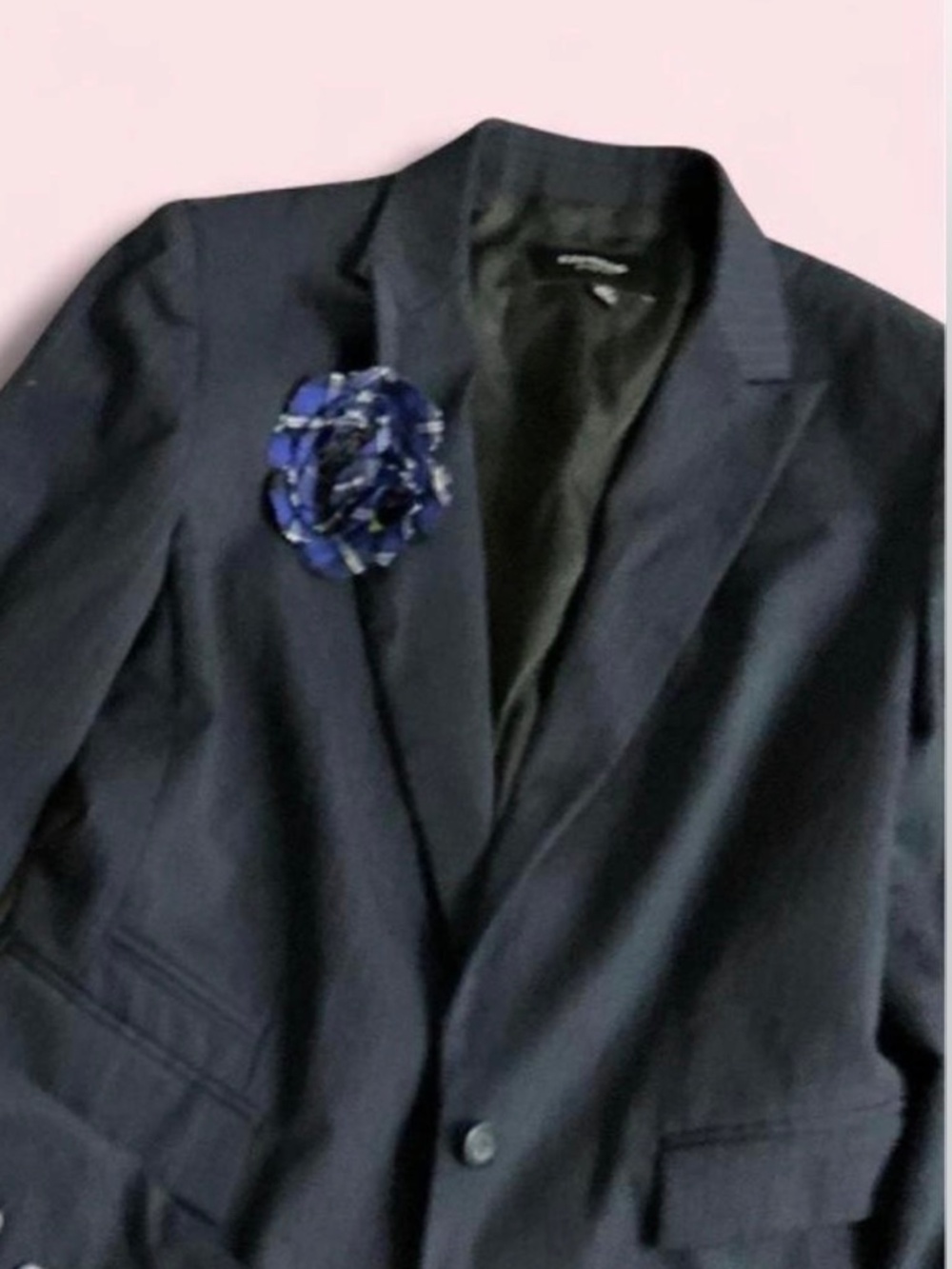Vintage Express 1990 blazer with vintage striped flower pin medium